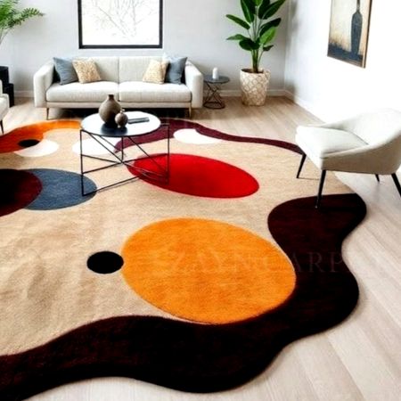 Handcrafted Organic Multicolor Abstract Living Rug